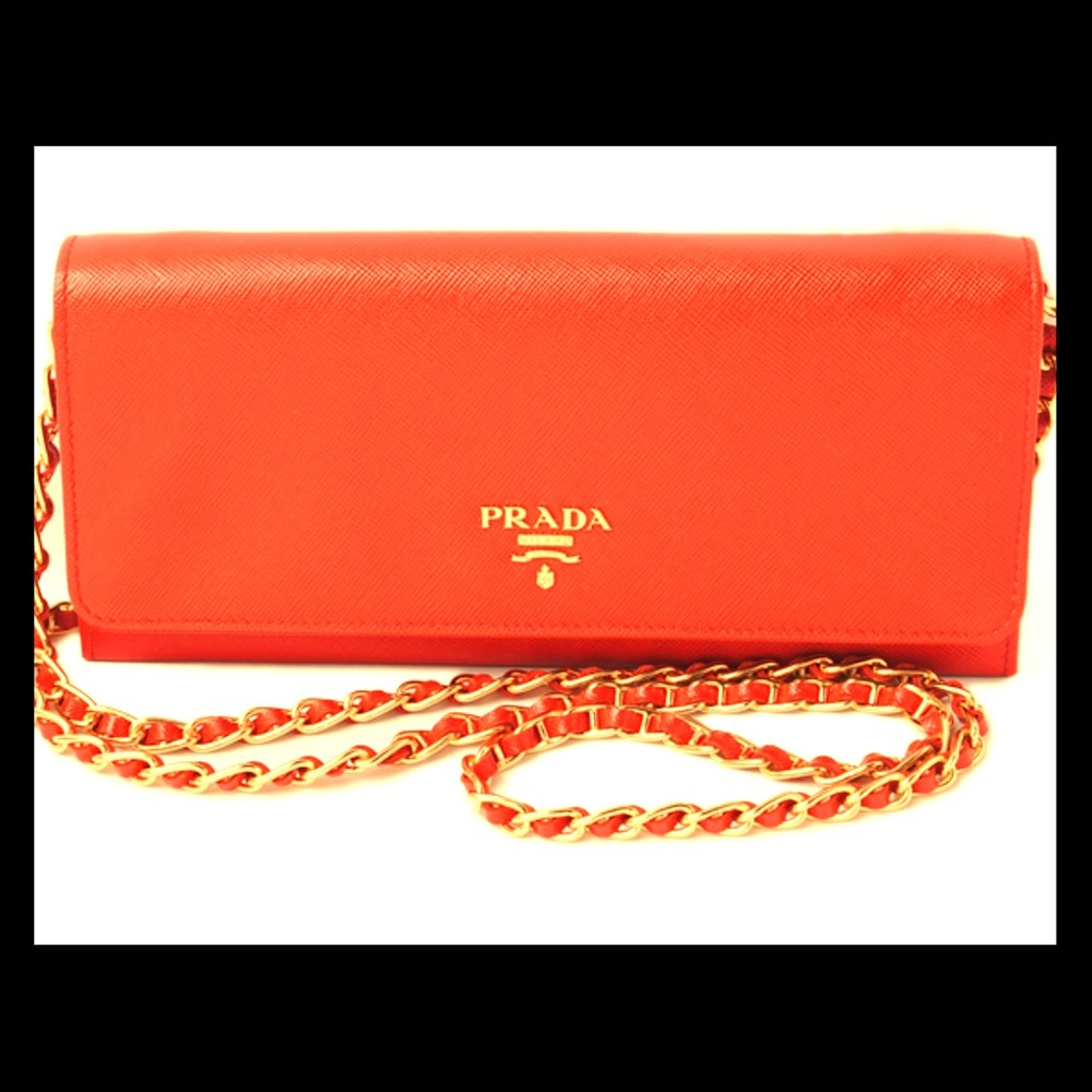 Prada Saffiano Leather MiniBag/Clutch on Chain